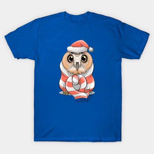 Christmas Owl T-Shirt by Art by Angele G